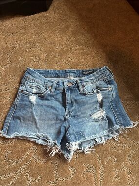 Blank NYC Distressed Light Blue Denim Cutoff Shorts